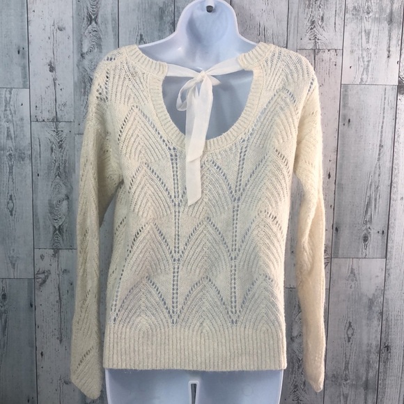 LC Lauren Conrad Loose Knit Back Sheer Tie Bow Gold Thread Small - Picture 2 of 9